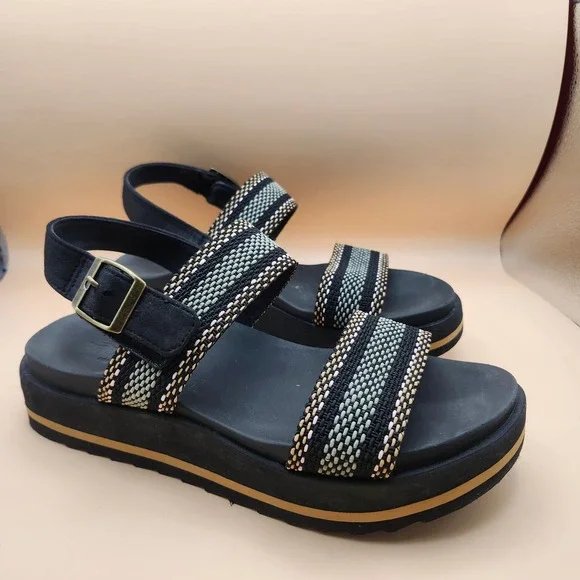 Bobs from Skechers Womens Black Woven Arch Comfort Platform Sandals 114329 BBK 9 - Picture 2 of 9